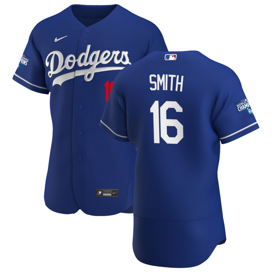Los Angeles Dodgers #16 Will Smith Men Nike Royal Alternate 2020 World Series Champions Authentic Player MLB Jersey